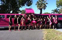 Hens Party Perth celebrations with 16 ladies with the Pink Hummer Limo at Cottesloe Beach, Perth WA