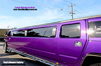 Midnight Purple Limousine with the full length stretch seating 16 passengers